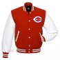 Men MLB Cincinnati Reds Letterman Varsity Jacket Leather Sleeves Size Available