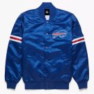 Buffalo Bills Blue Satin Letterman Varsity Fan Jacket Embroidery Logos All Sizes