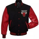 Men’s Black Standard Chicago Bulls Mash Up Varsity Jacket Red sleeves All Size Available