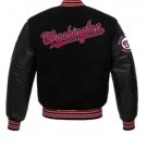 Letterman Washington Nationals Varsity Jacket With Real Leather Sleeves
