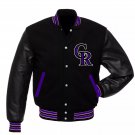 Men Letterman Colorado Rockies Wool Varsity Jacket Leather Sleeve Size Available