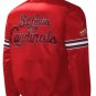 MLB ST Louis Cardinals Embroidery Logos Red Satin Varsity Jacket Full Snap