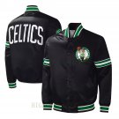 Boston Celtics Black Satin Letterman Varsity Jacket Embroidery Logos All Sizes