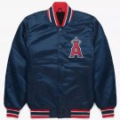 MLB Letterman LA Los Angels Vintage 80 Navy Blue Satin Varsity Baseball Jacket
