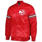 NBA Letterman Vintage Atlanta Hawks Red Satin Baseball Varsity Jacket