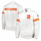 Men Tampa Bay Buccaneers White Satin Full Snap Jacket With Embroidery Logos