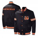 Men Cincinnati Bengals Satin Full Snap Jacket Embroidery Logos Sizes Available