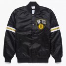 Letterman NBA Brooklyn Nets New York Satin Baseball Bomber Varsity Jacket