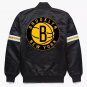 Letterman NBA Brooklyn Nets New York Satin Baseball Bomber Varsity Jacket