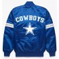 Royal Dallas Cowboys Satin Bomber Letterman Varsity Jacket Embroidery Logos