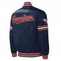 Cleveland Guardians Blue Satin Varsity Baseball Letterman Jacket Embroidery Logo