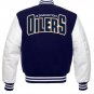 Edmonton Oilers Blue Wool White Sleeves Letterman Varsity Jacket Size Available