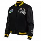 Men’s Black Pittsburgh Steelers Letterman Bomber Varsity Jacket Size Available