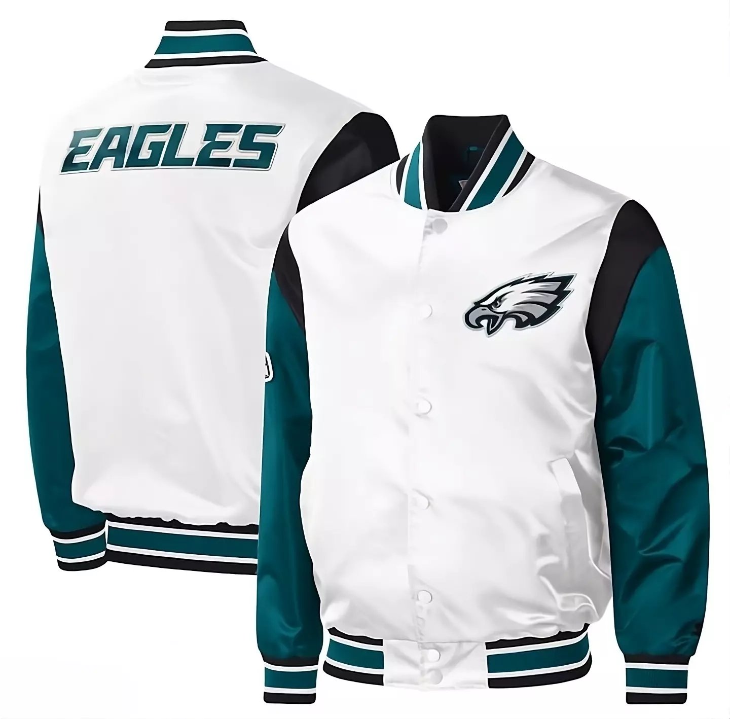 Philadelphia Eagle Satin Varsity Baseball Bomber Jacket Embroidery Logos