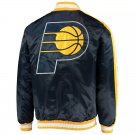 NBA Letterman Indiana Pacers Vintage80's Navy Blue Satin Baseball Varsity Jacket