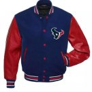 Houston Texans Letterman Wool Varsity Jacket With Real Leather Sleeves All Sizes