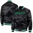 Philadelphia Eagle Black Satin Varsity Bomber Jacket Embroidery Logos All Sizes