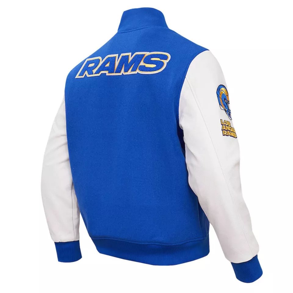 Letterman Los Angeles Rams Varsity Wool Jacket With Real Leather Sleeves