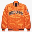 Browns Orange Satin Bomber Letterman Varsity Fan Jacket Embroidery Logos All sizes