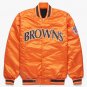 Browns Orange Satin Bomber Letterman Varsity Fan Jacket Embroidery Logos All sizes