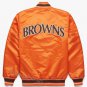 Browns Orange Satin Bomber Letterman Varsity Fan Jacket Embroidery Logos All sizes