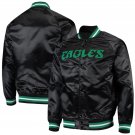 Philadelphia Eagles Black Satin Bomber Letterman Varsity Fan Jacket Embroidery Logos All sizes
