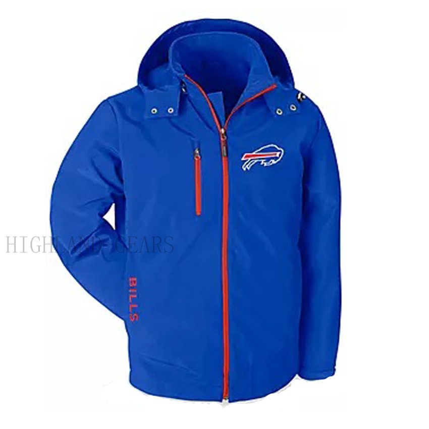 Buffalo Bills Warm Soft Shell Jacket Embroidered Logo Breathable Windproof Hooded Jacket