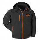 Cincinnati Bengals Warm Soft Shell Jacket Embroidered Logo Breathable Windproof Hooded Jacket