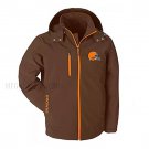 Cleveland Browns Warm Soft Shell Jacket Embroidered Logo Breathable Windproof Hooded Jacket
