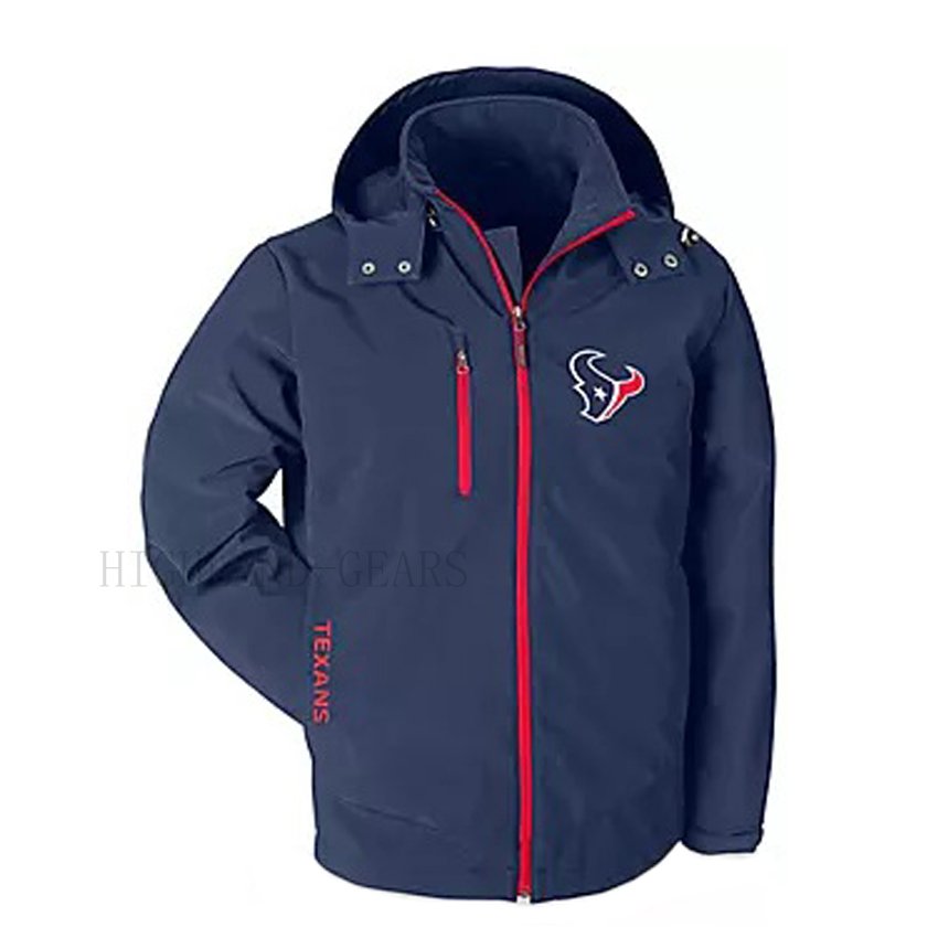 Houston Texans Warm Soft Shell Jacket Embroidered Logo Breathable Windproof Hooded Jacket