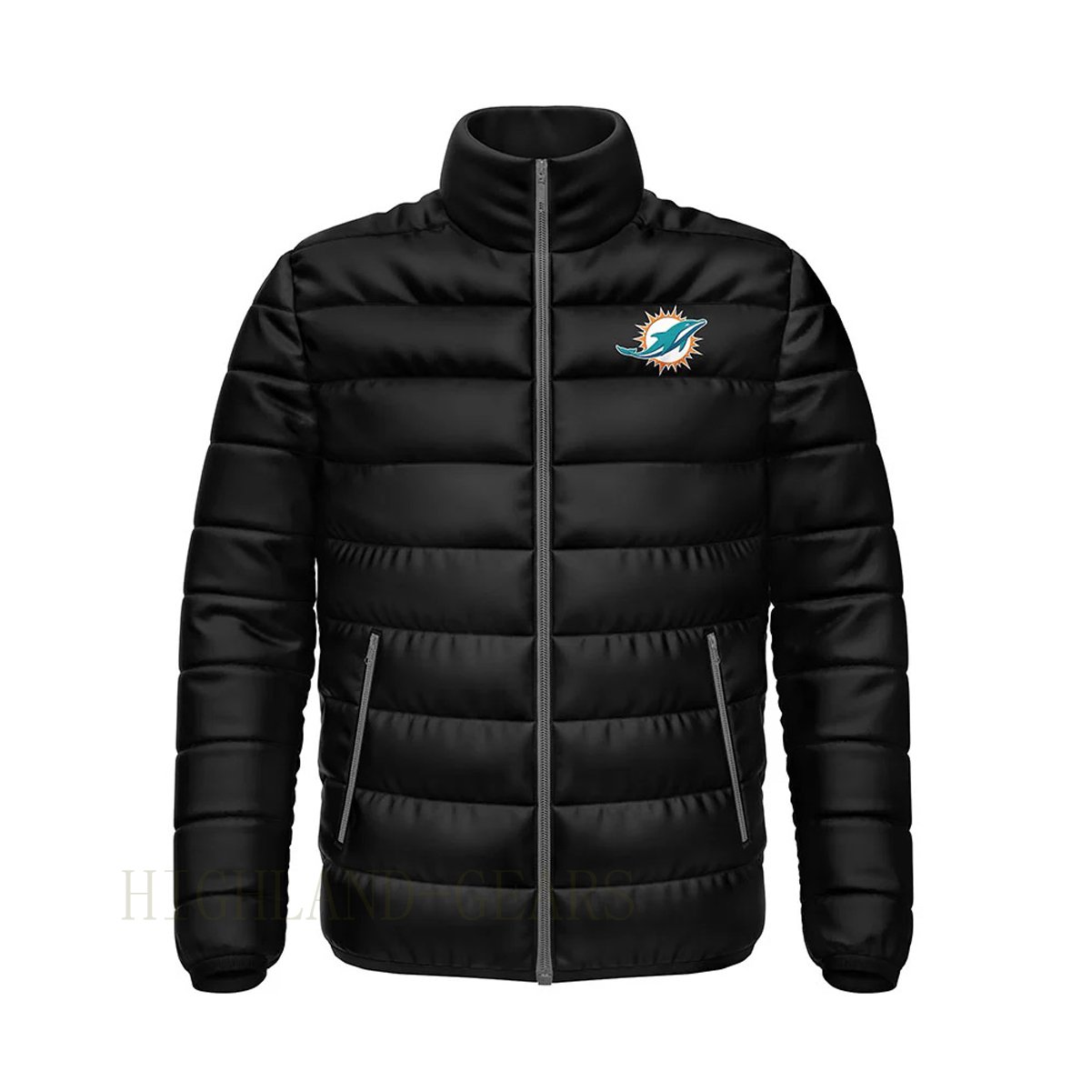 Miami Dolphins Premium Puffer Lightweight, Warm & Stylish Classic Quilted Bubble Winter Jacket