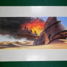 Vintage Star Wars Art 1982 ROTJ Ralph McQuarrie Print #8 Desert Barge in Flames