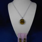 Fashion Jewelry 20” Tigers Eye Pendant & Earrings Natural, Different, Unique