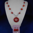 Fashion Jewelry 22” Red Star Pendant & Earrings Natural, Different,Unique