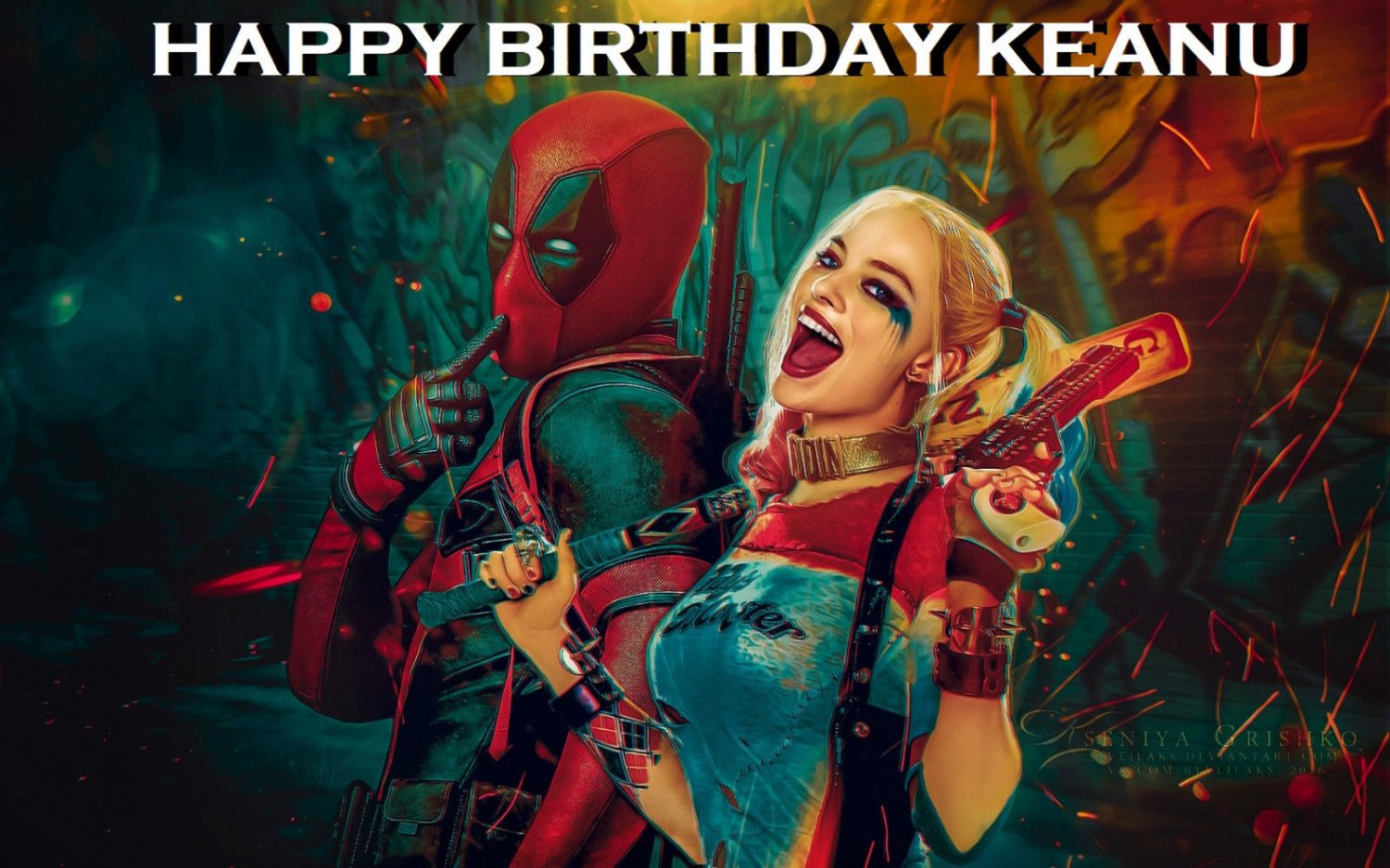 Suicide Squad Harley Quinn &  DeadPool  Edible image Cake topper decoration