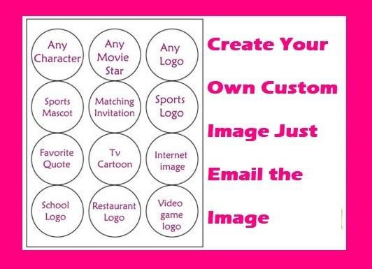Create Your Own Personalized  Edible Cupcakes or Cookie  2' topper decoration