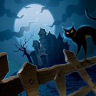 Halloween Haunted House Spooky Cat  Edible image Cake topper decoration