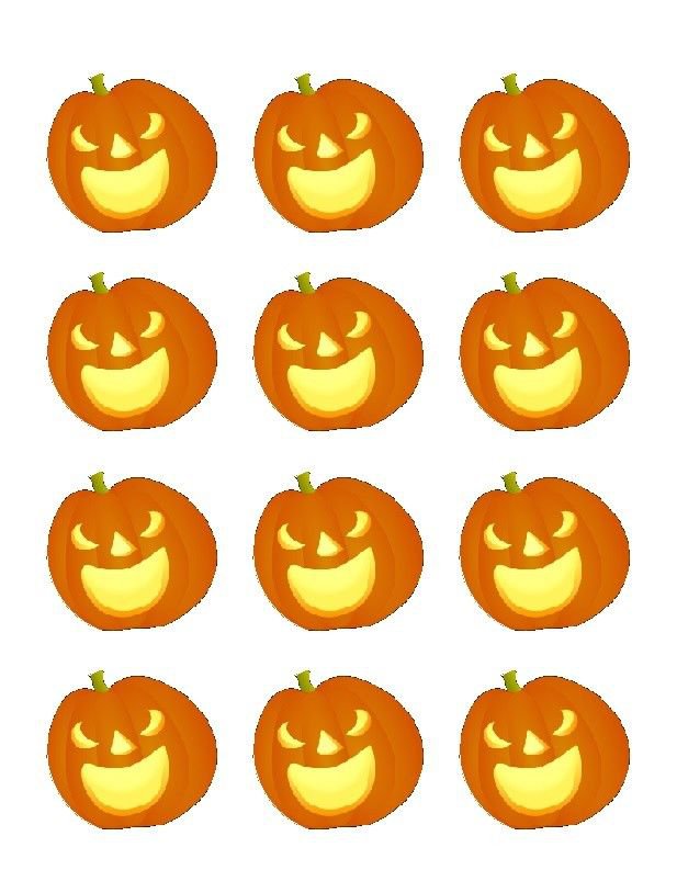 Halloween Pumpkin Edible cake toppers 2' Cupcakes Cookies 12 per sheet