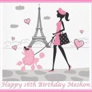 Paris Eiffel Tower Poodle  Edible image Cake topper decoration