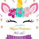 Unicorn  Digital and Printable Birthday Invitations