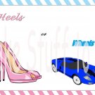 Heels or Wheels Gender Reveal Baby Shower Edible Cake topper decoration