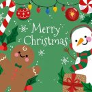 Merry Christmas Snowman & Gingerbread Man  Edible image Cake topper decoration
