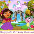 Dora the Explorer w/ Unicorn Edible  image Cake topper decoration
