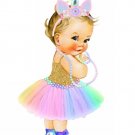 Baby Girl Unicorn Edible Cake Topper Ballerina
