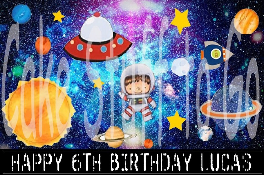 Outer Space Astronaut Edible image Cake topper decoration