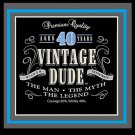 Vintage Dude 40 Birthday Edible image Cake topper decoration