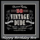 Vintage Dude 50 Birthday Edible image Cake topper decoration