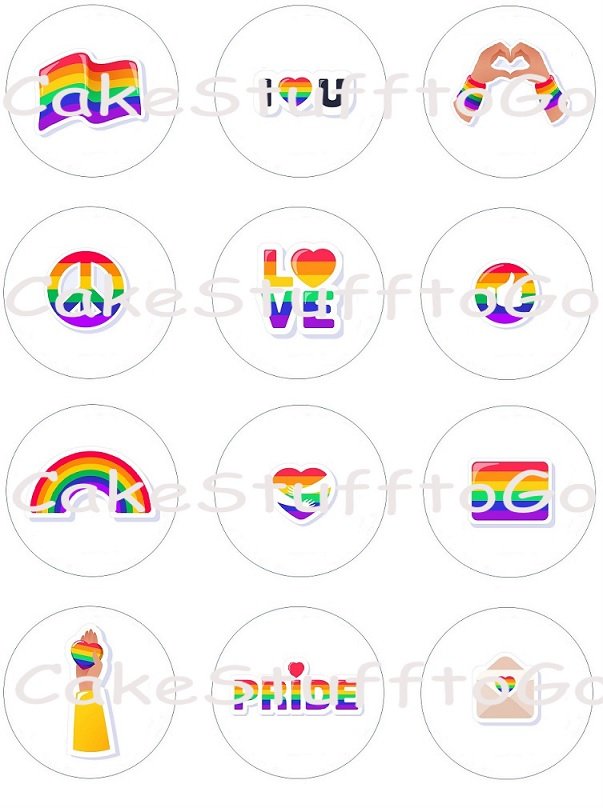 Pride Month Edible image Cupcake topper decoration