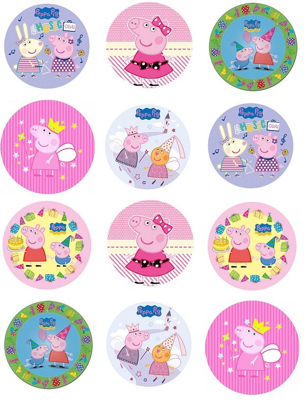 Peppa Pig Edible Cupcake Topper Decoration