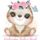 Baby Girl Sloth Baby Shower  Edible Cake Topper
